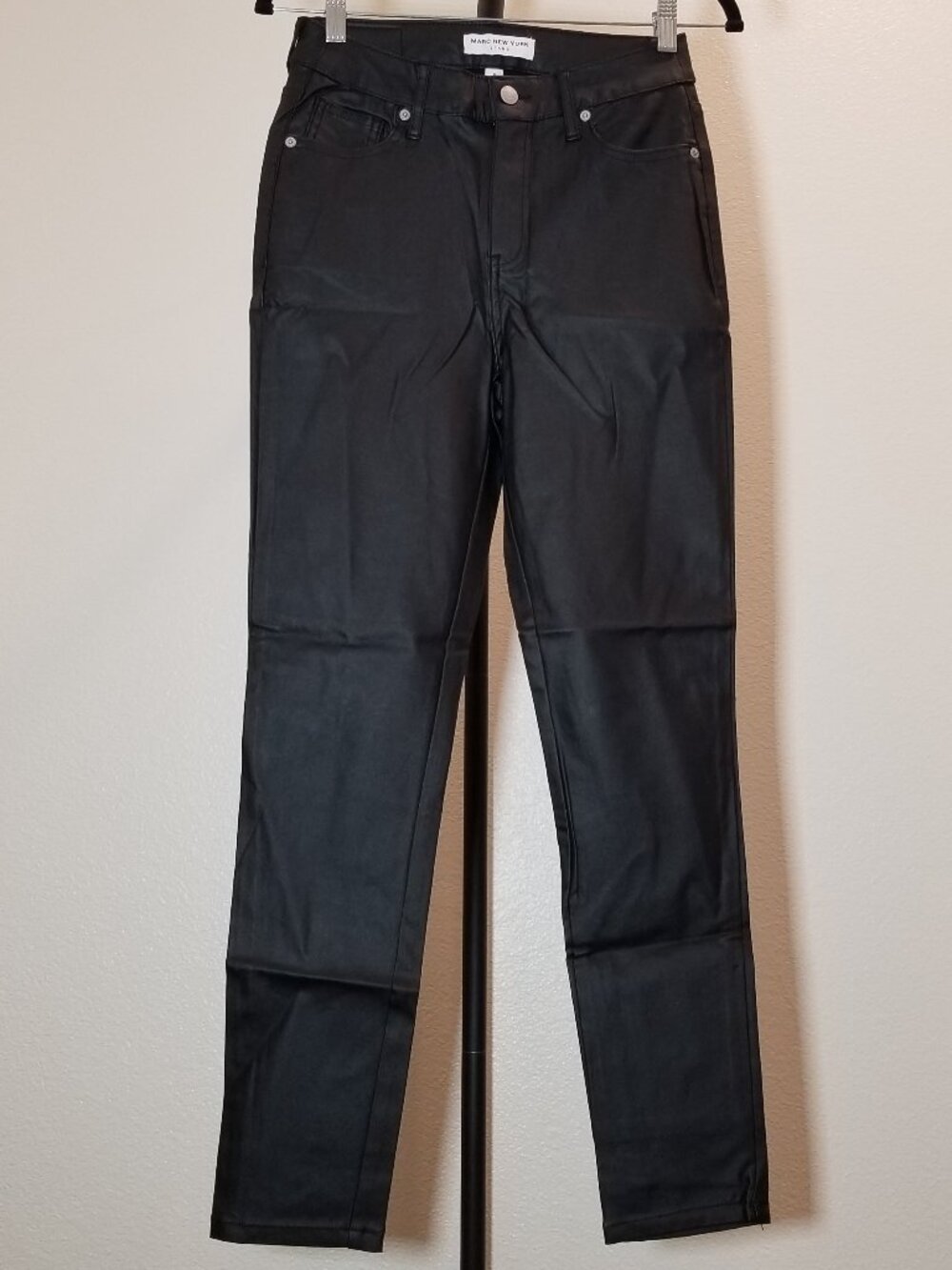 Marc New York Womens Sz 4 Faux Leather Black Pants City Street Grunge Club NWT